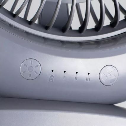 LED Punjivi stoni ventilator sa LED osvetljenjem LED/2,8W/5V USB 2400 mAh siva