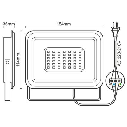 LED reflektor 30 W, 230 V, 4000 K, IP65