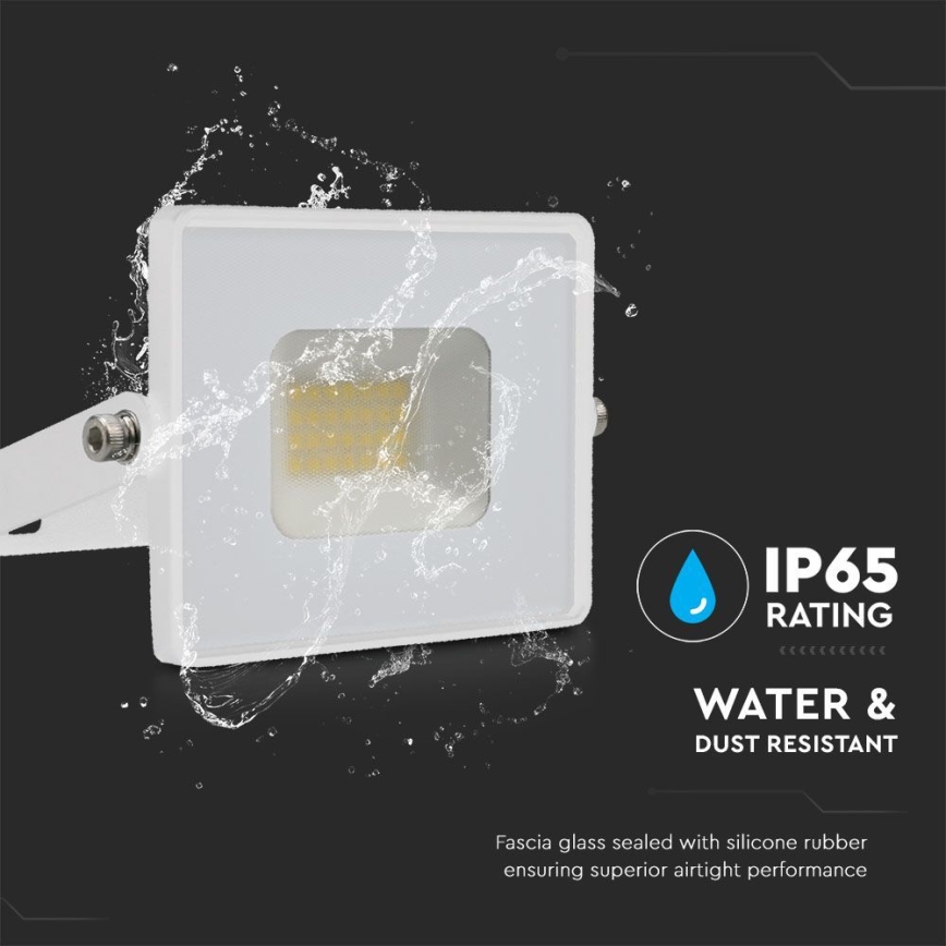 LED reflektor LED/20W/230V 6500K IP65 bela