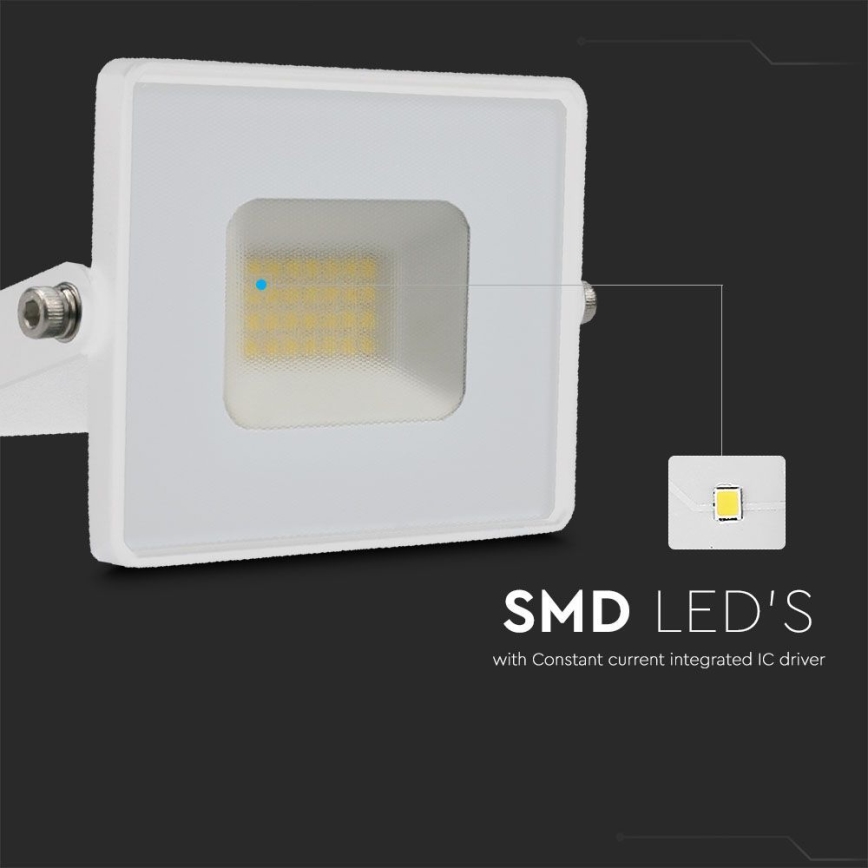 LED reflektor LED/20W/230V 6500K IP65 bela