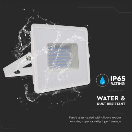 LED reflektor LED/50W/230V 6500K IP65 bela