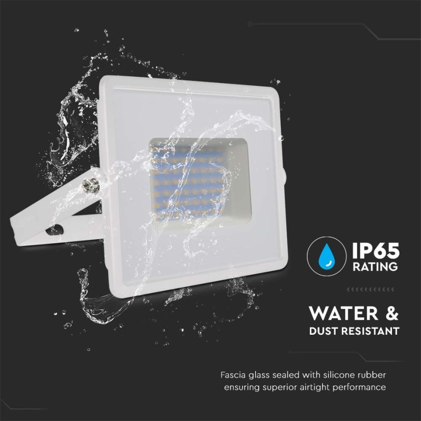 LED reflektor LED/50W/230V 6500K IP65 bela