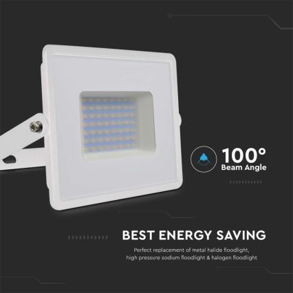 LED reflektor LED/50W/230V 6500K IP65 bela