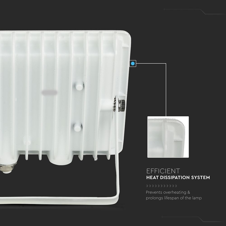 LED reflektor LED/50W/230V 6500K IP65 bela