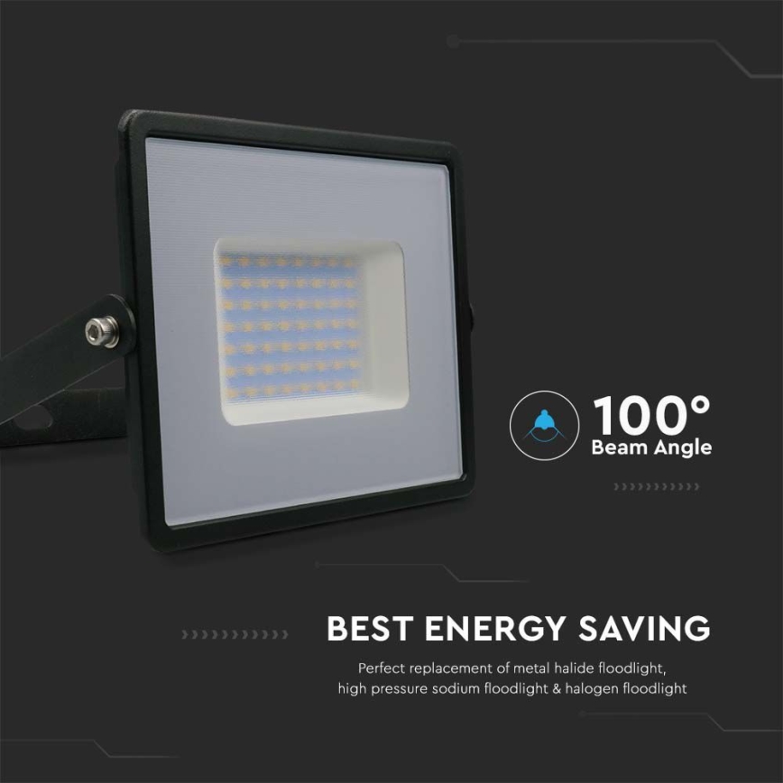 LED reflektor LED/50W/230V 6500K IP65 crna