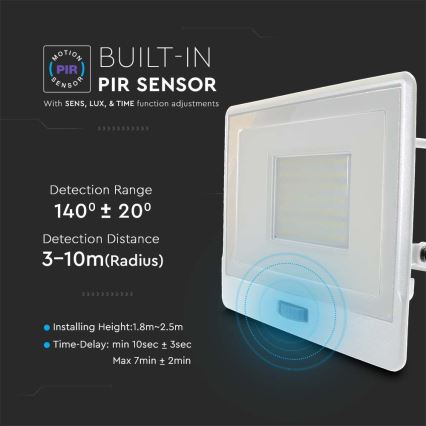 LED reflektor sa senzorom, 50W, 230V, 4000K, IP65, beo