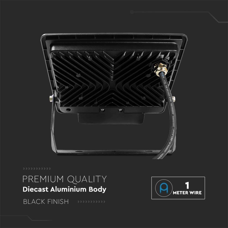 LED reflektor sa senzorom LED/50W/230V 6500K IP65 crni