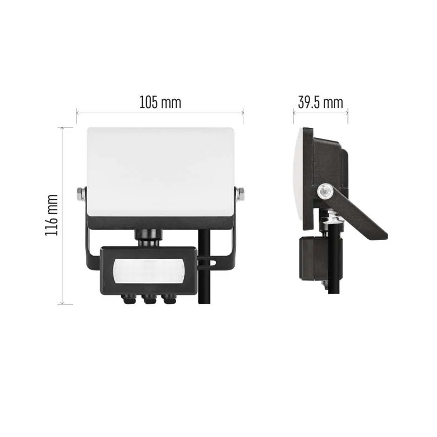 LED reflektor sa senzorom pokreta i sumraka TAMBO EVO LED/10W/230V 4000K IP44 crna