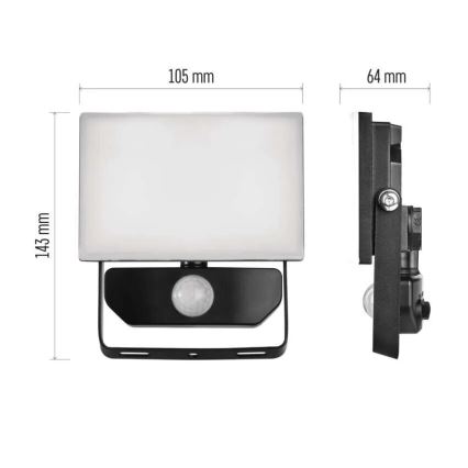 LED reflektor sa senzorom TAMBO LED/10W/230V 4000K IP54