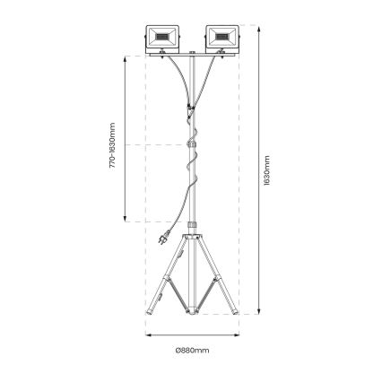 LED reflektor sa stalkom 2xLED/30W/230V 4000K IP44