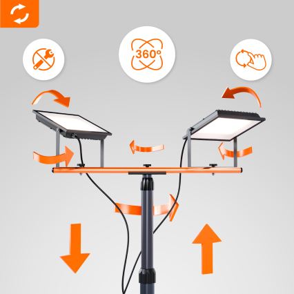 LED reflektor sa stalkom 2xLED/50W/230V 4500K IP65 crna/narandžasta