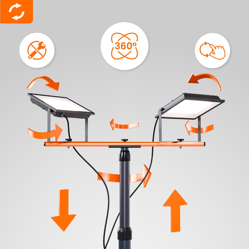 LED reflektor sa stalkom 2xLED/50W/230V 4500K IP65 crna/narandžasta