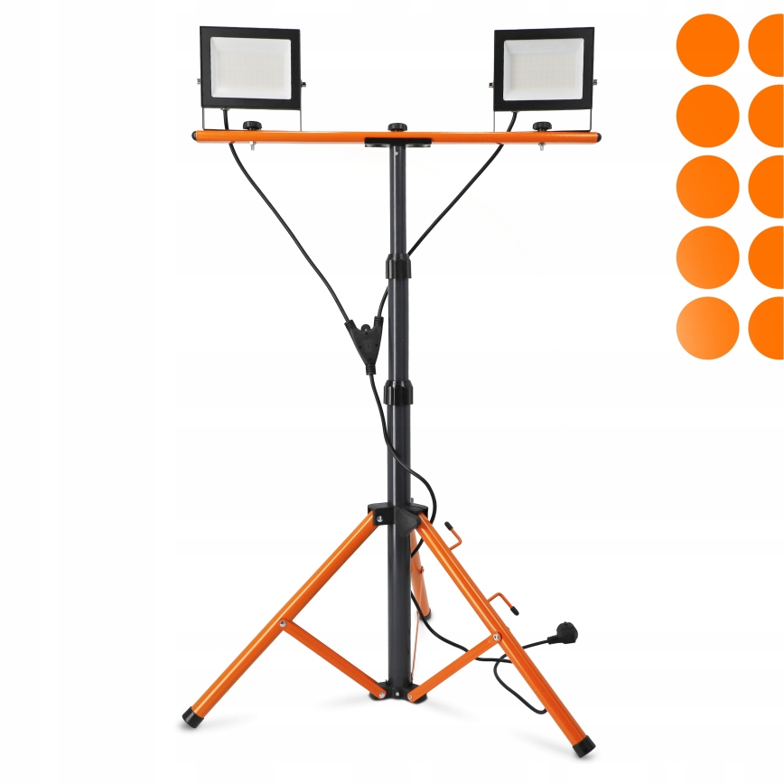 LED reflektor sa stalkom 2xLED/50W/230V 4500K IP65 crna/narandžasta