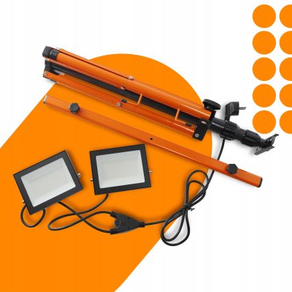 LED reflektor sa stalkom 2xLED/50W/230V 4500K IP65 crna/narandžasta