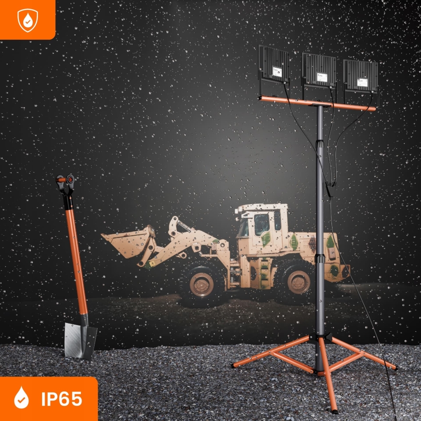LED reflektor sa stalkom 3xLED/100W/230V 4500K IP65 crna/narandžasta