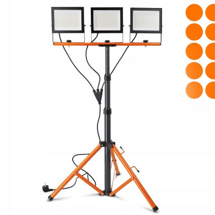 LED reflektor sa stalkom 3xLED/100W/230V 4500K IP65 crna/narandžasta