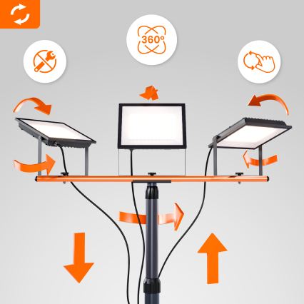 LED reflektor sa stalkom 3xLED/50W/230V 4500K IP65 crna/narandžasta