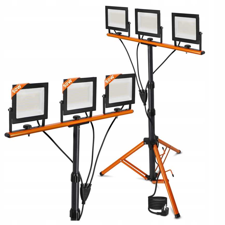 LED reflektor sa stalkom 3xLED/50W/230V 4500K IP65 crna/narandžasta