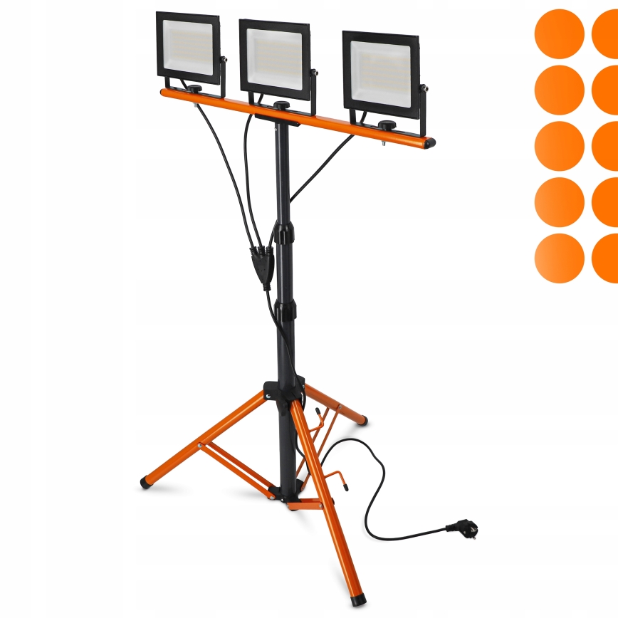 LED reflektor sa stalkom 3xLED/50W/230V 4500K IP65 crna/narandžasta