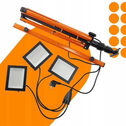 LED reflektor sa stalkom 3xLED/50W/230V 4500K IP65 crna/narandžasta