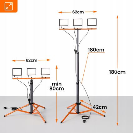 LED reflektor sa stalkom 3xLED/50W/230V 4500K IP65 crna/narandžasta