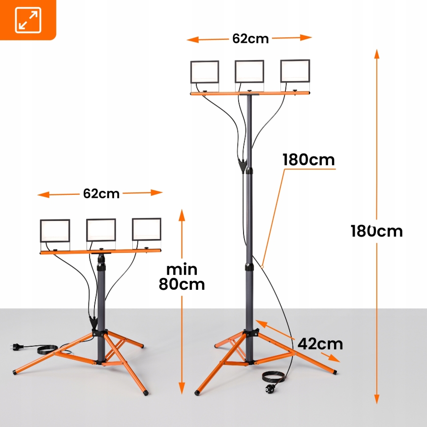LED reflektor sa stalkom 3xLED/50W/230V 4500K IP65 crna/narandžasta