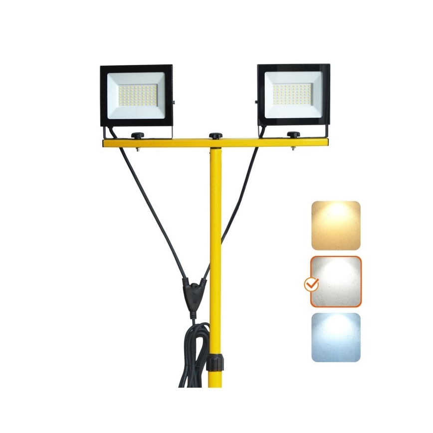 LED reflektor sa stalkom TIGRA 2xLED/50W/230V 4000K IP54 crna/žuta