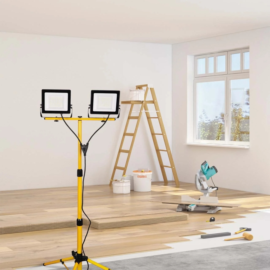 LED reflektor sa stativom 2xLED/50W/230V 6500K IP65 žute boje