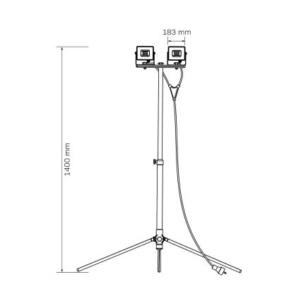 LED reflektor sa stativom 2xLED/50W/230V 6500K IP65 žute boje
