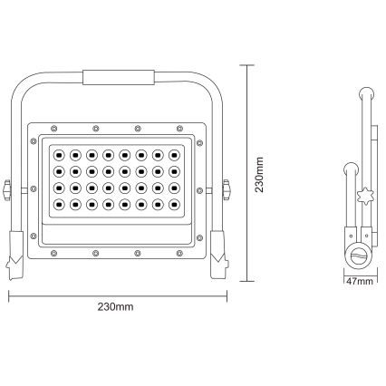 LED reflektor sa stativom LED/50W/230V 5000K IP65 narandžaste boje