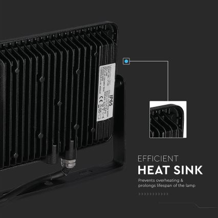 LED reflektor SAMSUNG čip, 50W, 230V, 6500K, IP65, crni