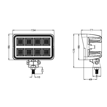 LED reflektor za automobil BLACK LED/160W/10-30V IP69 5700K pravougaoni