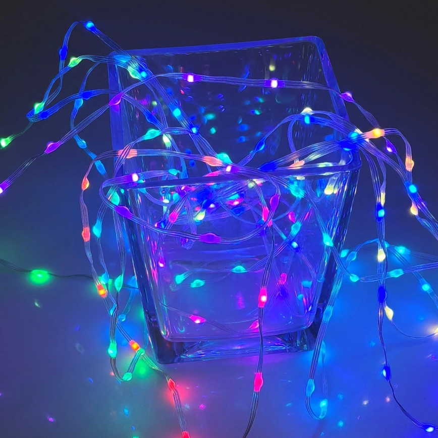 LED RGB božićni niz lampica LED/10W/5V 10 m USB + sa daljinskim upravljačem