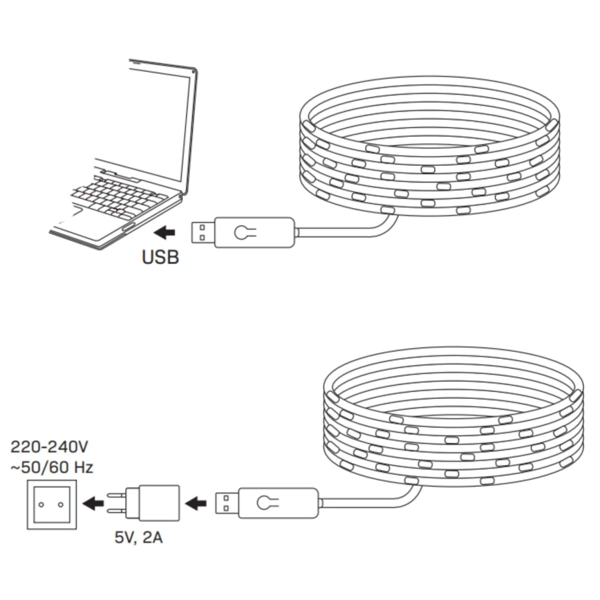 LED RGB božićni niz lampica LED/10W/5V 10 m USB + sa daljinskim upravljačem