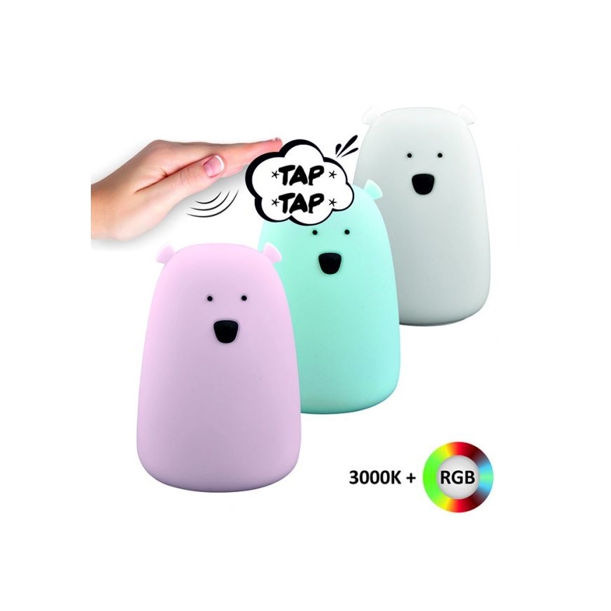 LED RGB Dečija dodirna lampica BEAR LED/0,8W/5V plava