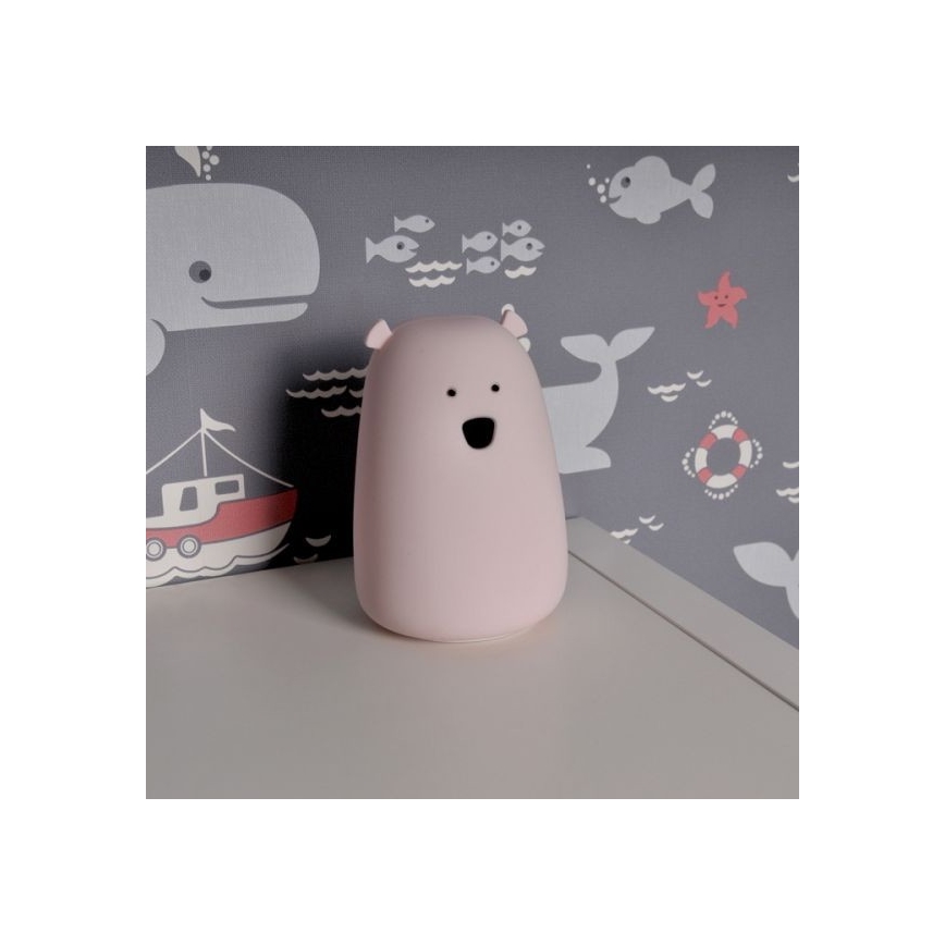 LED RGB Dečija dodirna lampica BEAR LED/0,8W/5V ružičasta + USB