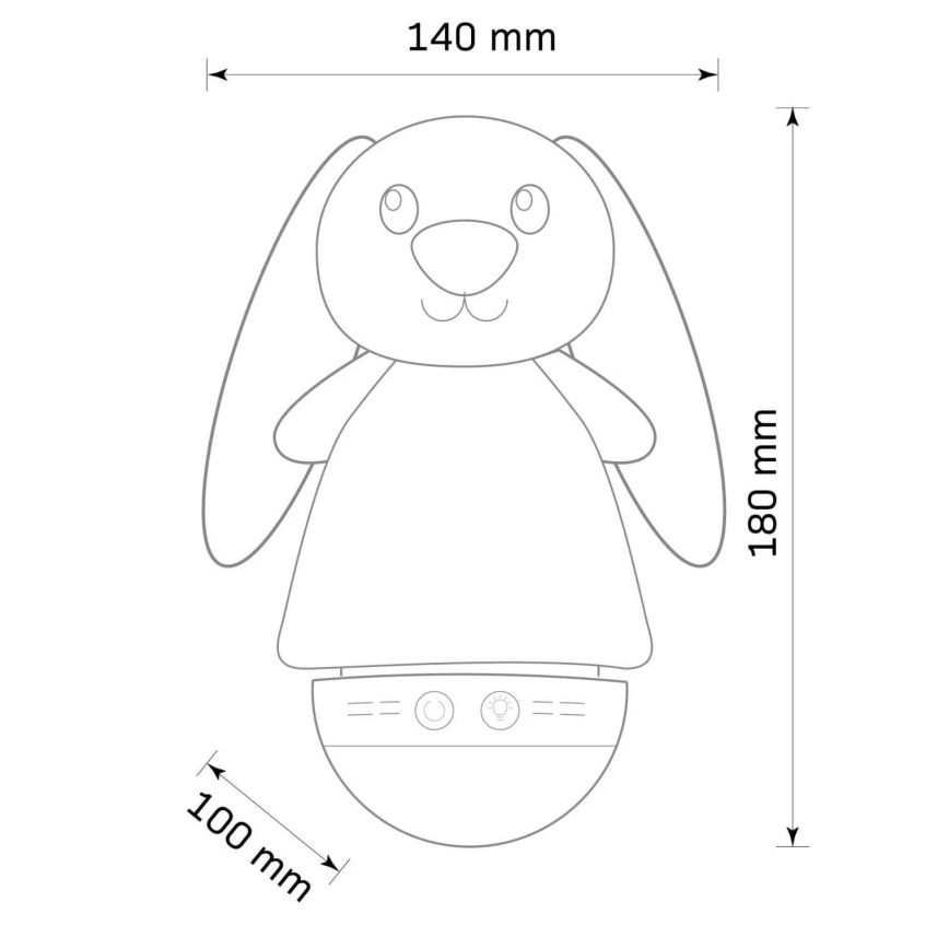 LED RGB dečja noćna lampa sa melodijom, 3xAAA/5V, u obliku zeca