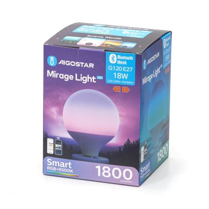 LED RGB prigušiva sijalica MESH G120 E27/18W/230V 6500K + daljinski upravljač - Aigostar