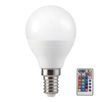 LED RGB prigušiva sijalica P45 E14/4,8W/230V 3000K + daljinski upravljač