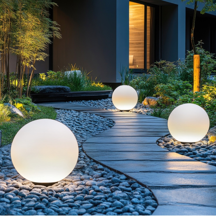 LED RGB prigušiva solarna lampa GARDEN BALL LED/5W/3,7V 3000K IP54 2200 mAh prečnik 30 cm + daljinski upravljač