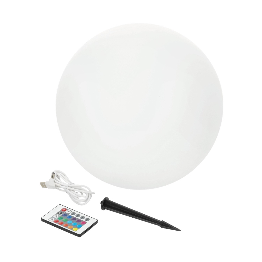 LED RGB prigušiva solarna lampa GARDEN BALL LED/5W/3,7V 3000K IP54 2200 mAh prečnik 30 cm + daljinski upravljač