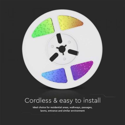 LED RGB prigušiva solarna traka LED/1,2W/3,7V IP67 5m + daljinski upravljač