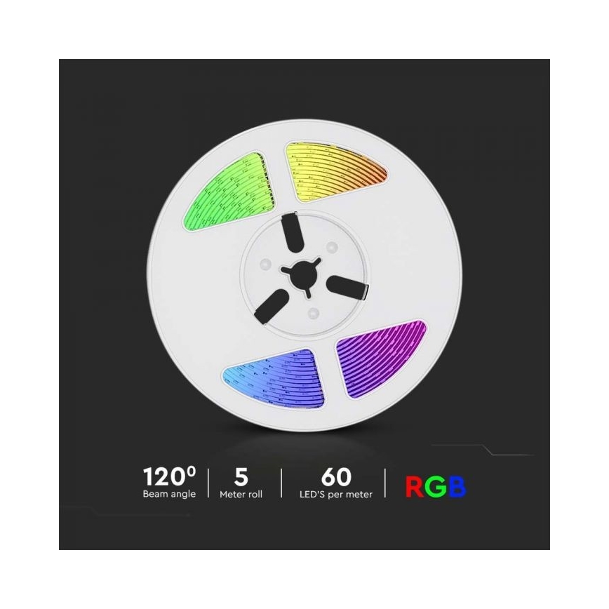 LED RGB prigušiva solarna traka LED/1,2W/3,7V IP67 5m + daljinski upravljač