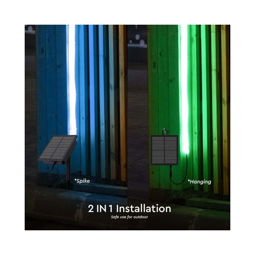 LED RGB prigušiva solarna traka LED/1,2W/3,7V IP67 5m + daljinski upravljač