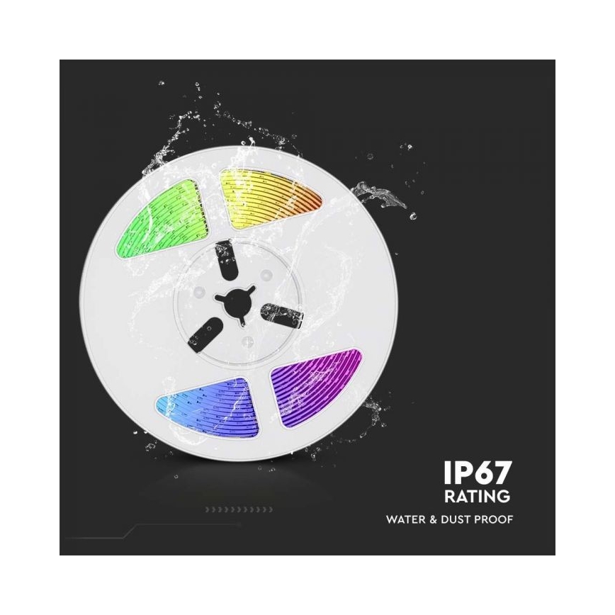 LED RGB prigušiva solarna traka LED/1,2W/3,7V IP67 5m + daljinski upravljač