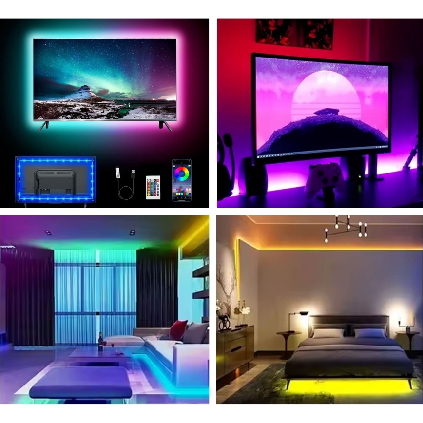 LED RGB prigušiva traka LED/6W/5V USB 2 m + daljinski upravljač