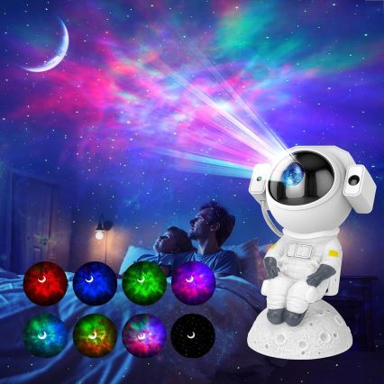 LED RGB projektor 3 u 1 LED/5 W/5 V 3000/4000/6000 K Astronaut + daljinski upravljač