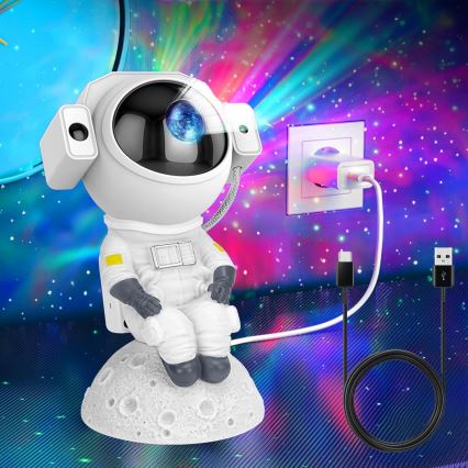 LED RGB projektor 3 u 1 LED/5 W/5 V 3000/4000/6000 K Astronaut + daljinski upravljač