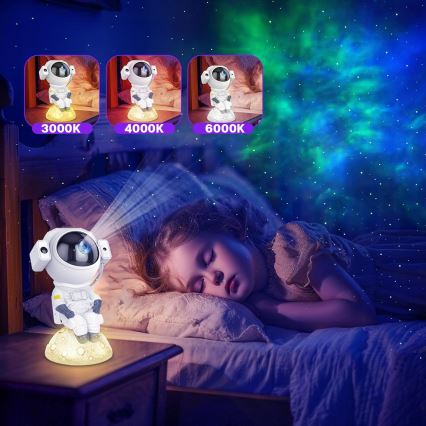 LED RGB projektor 3 u 1 LED/5 W/5 V 3000/4000/6000 K Astronaut + daljinski upravljač