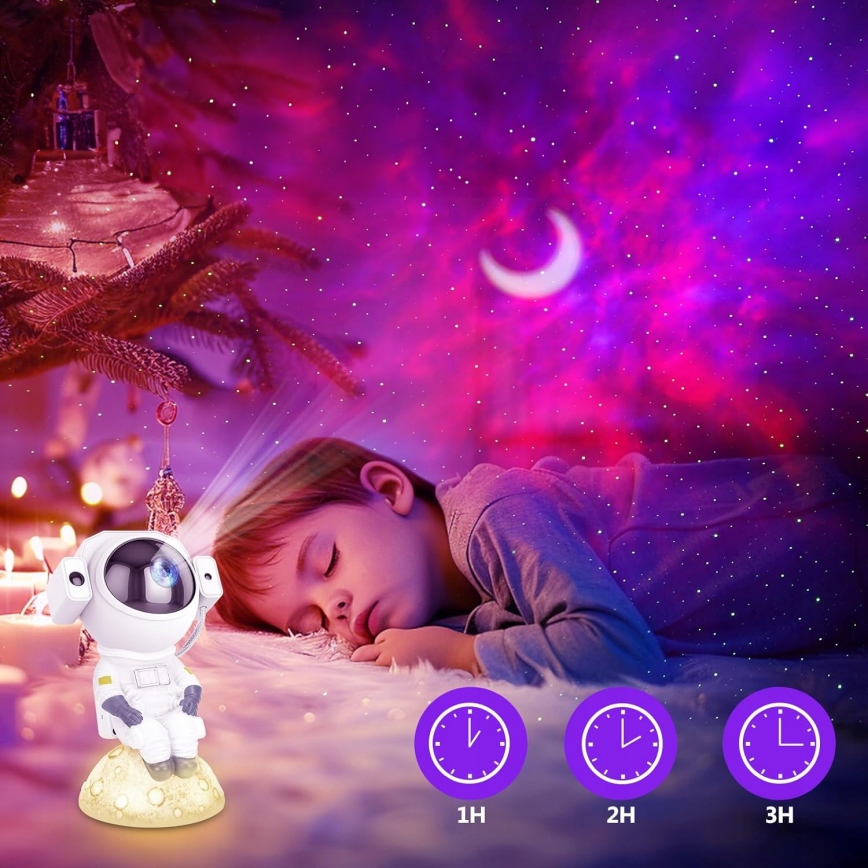 LED RGB projektor 3 u 1 LED/5 W/5 V 3000/4000/6000 K Astronaut + daljinski upravljač